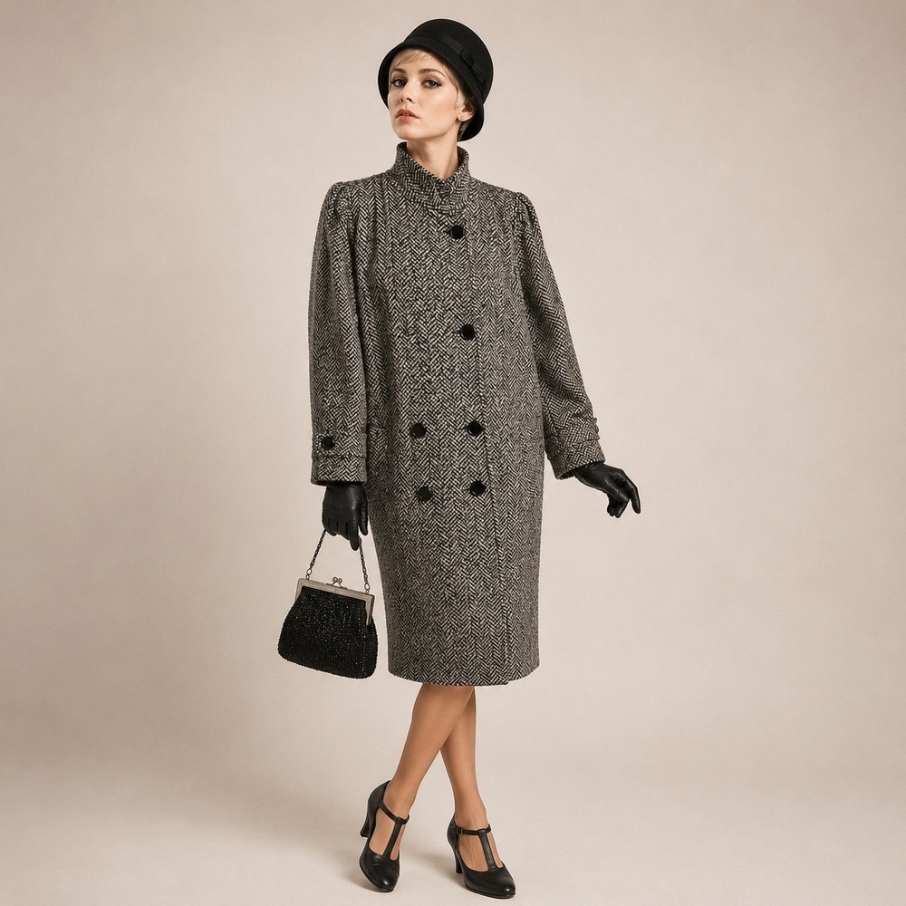Vintage‎ 80s does 20s New York Girl tweed cocoon coat size 13